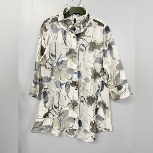 #9)  IC by Connie K Elegant Stylish sheer Floral Button-Down Shirt/jacket